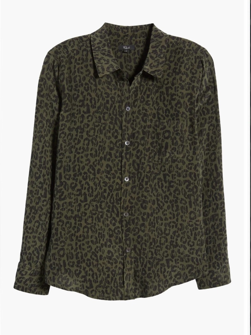 Rails 100% Silk Kate Olive Cheetah Blouse Size Small